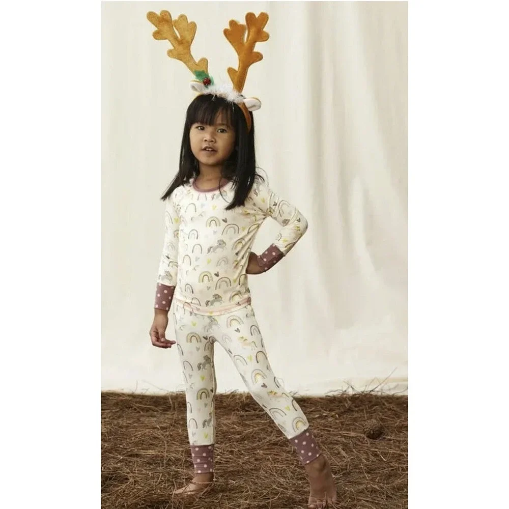 Matilda Jane Girls Sutton Unicorn Pjs Pajamas size 2 Rainbows Super‎ Soft New